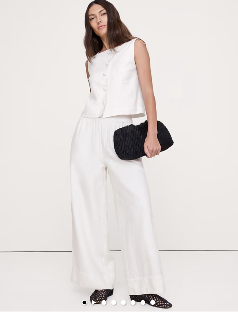 Banana Republic high rise wide leg linen blend pull on ankle pants L